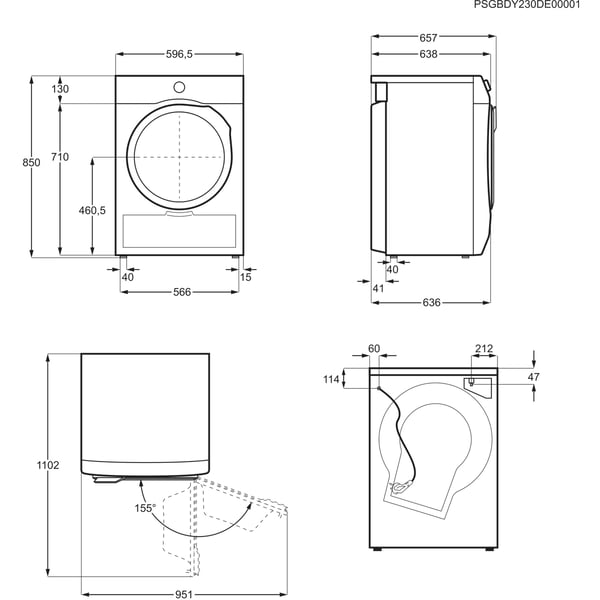 AEG Series 7000 TR7HE9C tørretumbler Fritstående Front-læsning 9 kg Hvid