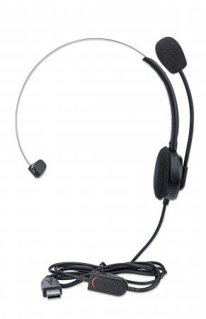 Manhattan Mono On-Ear Headset (USB) (Udsalgspris), Mikrofonarm (polstret)