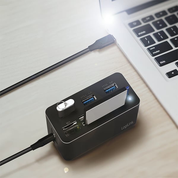 LogiLink CR0046 kannettavien tietokoneiden telakka ja porttitoistin Langallinen USB 3.2 Gen 1 (3.1 Gen 1) Type-C Musta