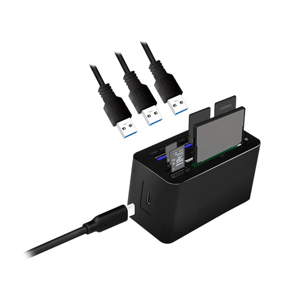 LogiLink CR0046 kannettavien tietokoneiden telakka ja porttitoistin Langallinen USB 3.2 Gen 1 (3.1 Gen 1) Type-C Musta