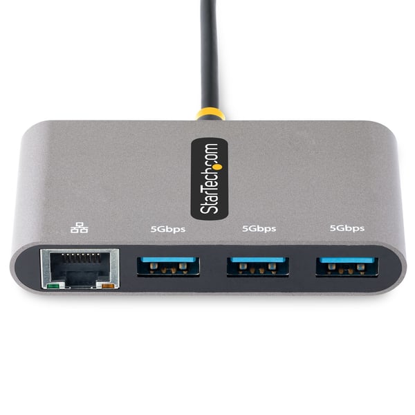 StarTech.com 3-Port USB-C Hubb med Ethernet, 3x USB-A Portar, Gigabit Ethernet, USB 3.0 5Gbps, Bussdriven