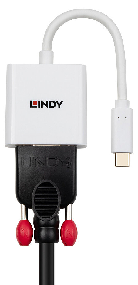 Lindy 43437 videokabel adapter 0,1 m USB Type-C VGA (D-Sub) Hvid