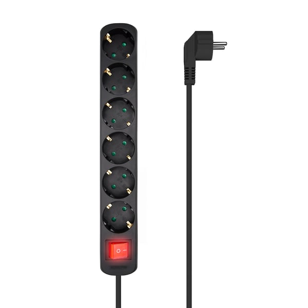 AISENS A154-0536 stikdåse 1,4 m 6 AC stikkontakt(er) Indendørs Sort