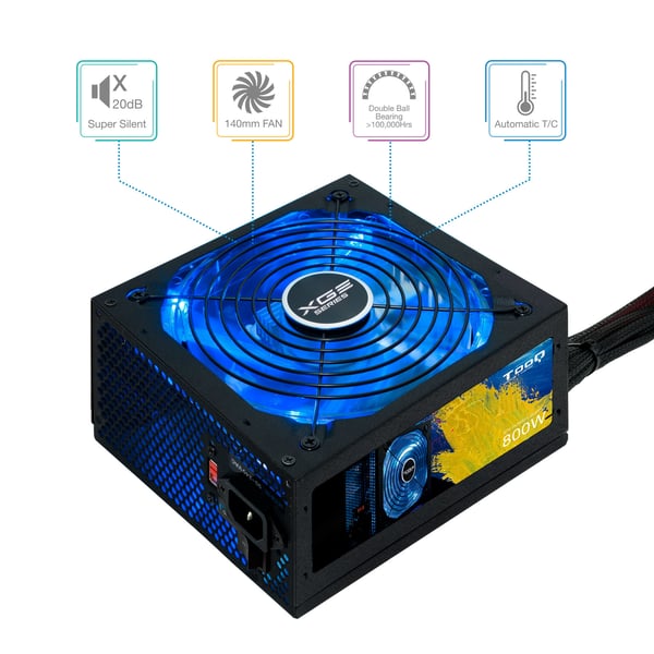 TooQ TQXGEII-800SAP virtalähdeyksikkö 800 W 20+4 pin ATX ATX Musta