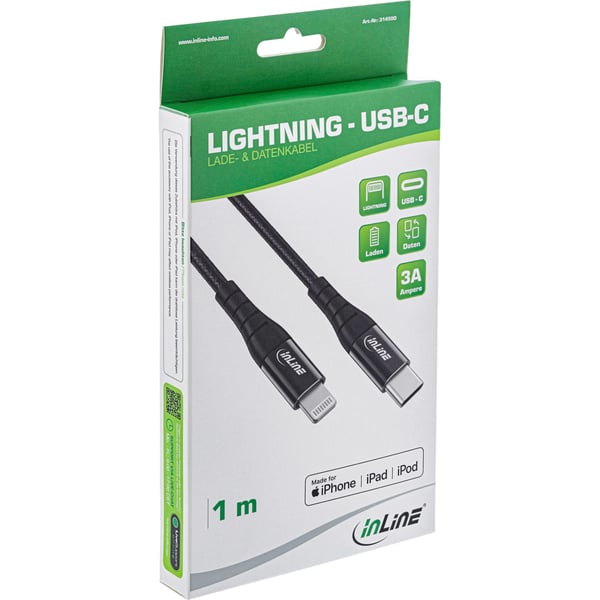InLine 31460D Lightning kabel 2 m Sort