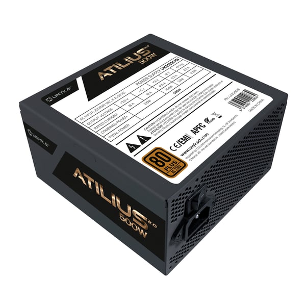 UNYKAch ATX Atilius 2.0 Black 500W 80+ Bronze strömförsörjningsenheter 20+4 pin ATX Svart
