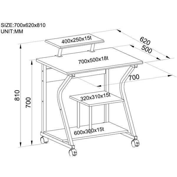 Techly ICA-TB 218 tietokonepöytä Pyökki