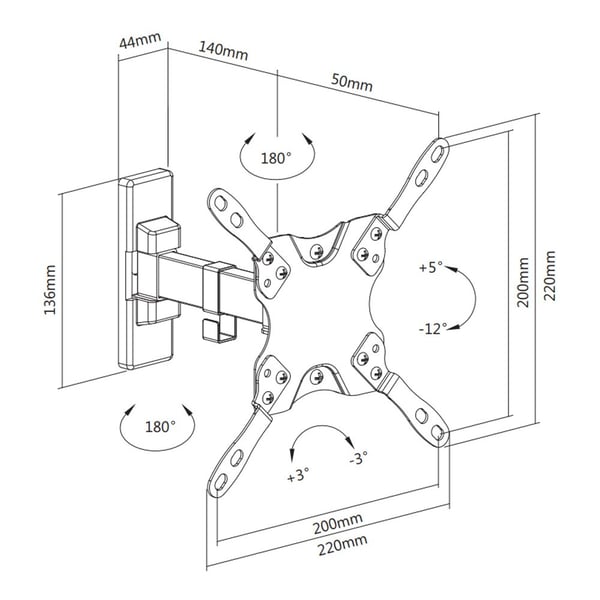 Techly ICA-PLB-400STY 106,7 cm (42") Musta