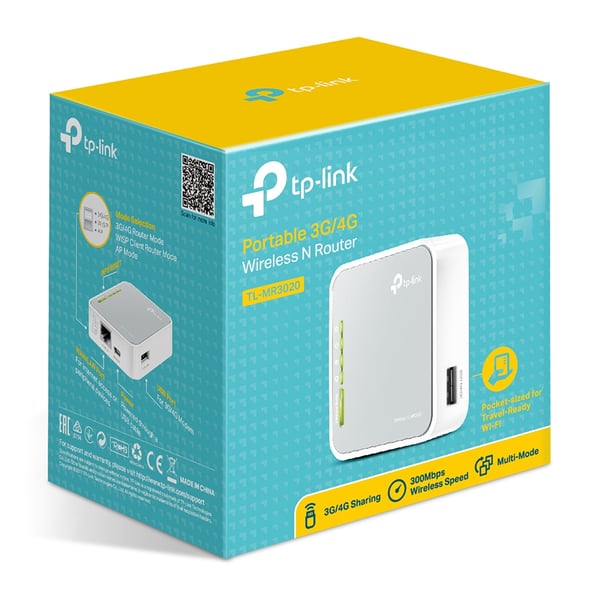 TP-Link TL-MR3020 trådløs router Hurtigt ethernet Enkelt band (2,4 GHz) 4G Sølv, Hvid