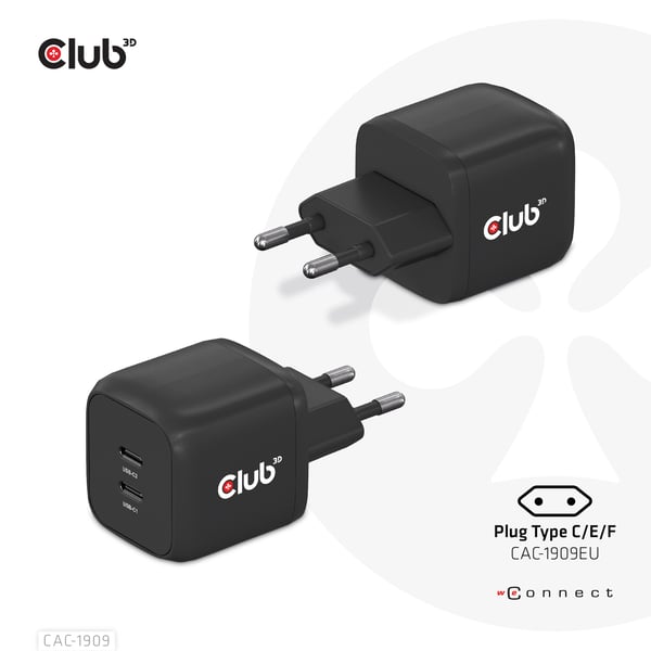 CLUB3D CAC-1909EU mobiililaitteen laturi Matkapuhelin, Kannettava tietokone, Älypuhelin Musta AC Sisätila CLUB3D CAC-1909EU mobiililaitteen laturi Matkapuhelin, Kannettava tietokone, Älypuhelin Musta AC Sisätila