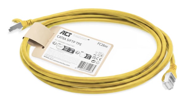 ACT FC2851 nätverkskablar Gul 1,5 m Cat6a S/FTP (S-STP) Rund