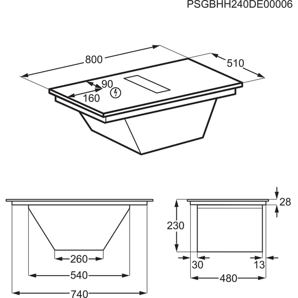 AEG TT84CB00CB Sort Indbygget 80 cm Zone induktionskogeplade 4 zone(s) Indbygget hætte