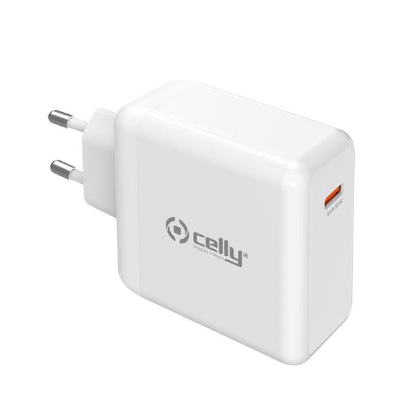 Celly TC1C65WGANWH oplader til mobil enhed Universel Hvid Vekselstrøm Indendørs