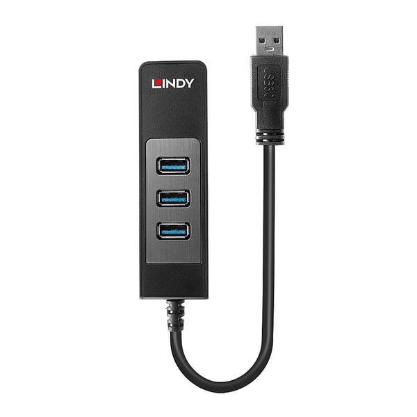 Lindy 43176 keskitin USB 3.2 Gen 1 (3.1 Gen 1) Type-A 5000 Mbit/s Musta