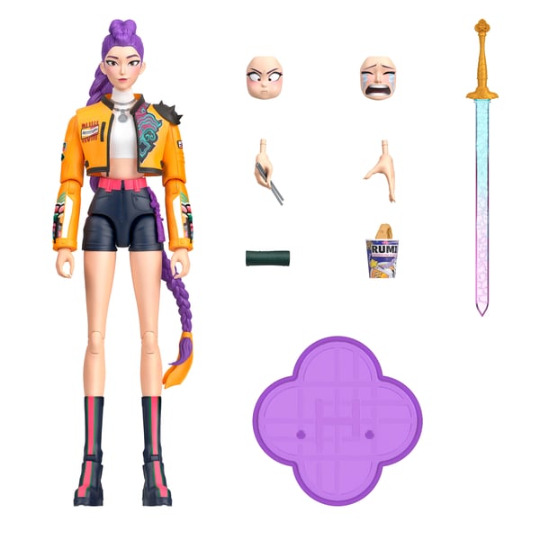 Mattel KPop Demon Hunters HUNTR/X Rumi-actionfigur på 15 cm med tillbehör samt utbytbara ansikten och händer