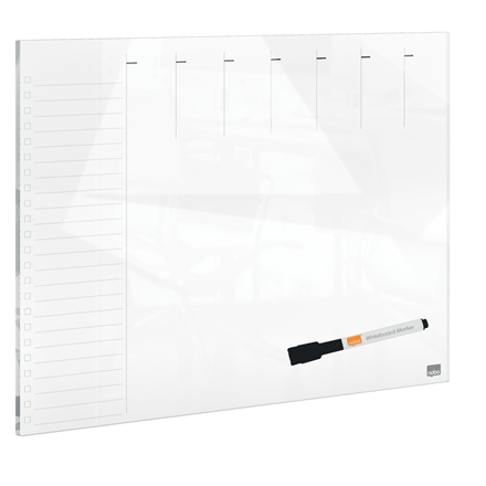 Nobo glas ugentlig planner whiteboard 430x560mm