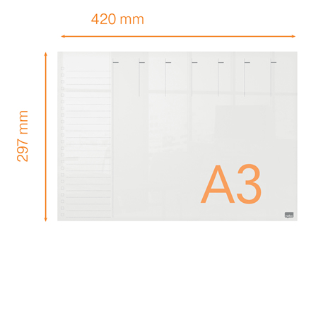 Nobo transparent akryl mini whiteboard ugentlig planner til skrivebordet eller vægmonteret, A3