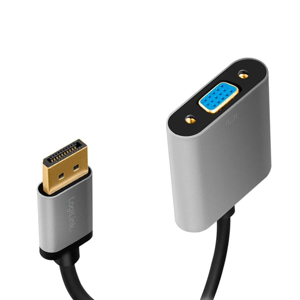 LogiLink CDA0109 kabel kønsskifter DisplayPort VGA Sort, Grå