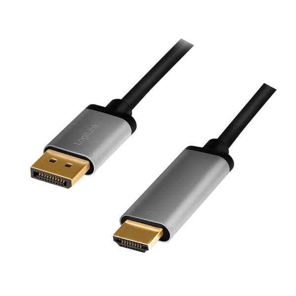 LogiLink CDA0107 videokabel adapter 2 m DisplayPort HDMI Sort, Grå