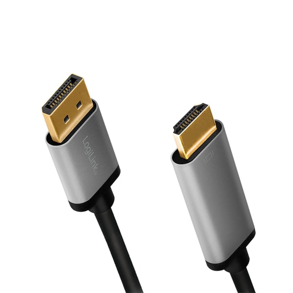 LogiLink CDA0107 videokabel adapter 2 m DisplayPort HDMI Sort, Grå