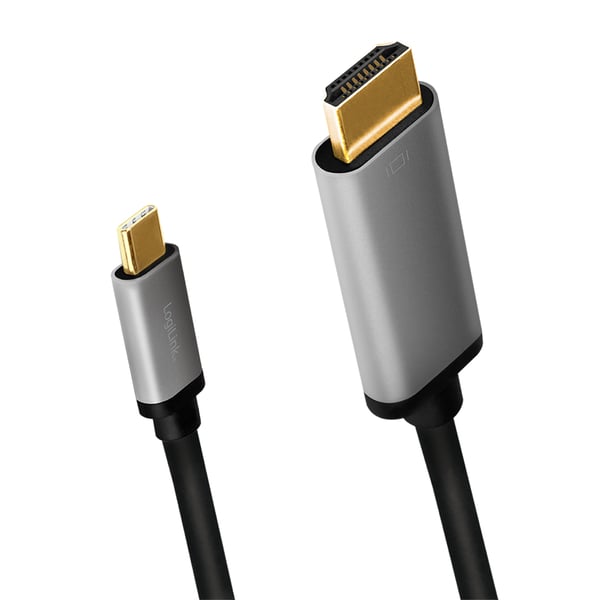 LogiLink CUA0101 kabelomvandlare (hane/hona) USB 3.2 Gen1 Type-C HDMI-A Svart, Grå
