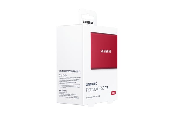 Samsung Portable SSD T7 500 GB USB Type-C 3.2 Gen 2 (3.1 Gen 2) Punainen