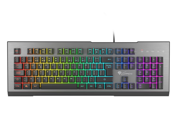 GENESIS Rhod 500 RGB tastatur Spil USB QWERTY Portugisisk Sort, Sølv