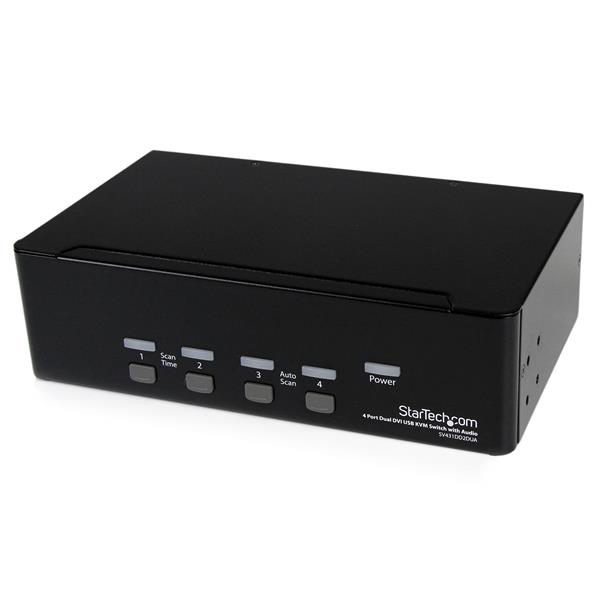 StarTech.com 4-portars Dual DVI USB KVM-switch/omkopplare med ljud och USB 2.0-hubb