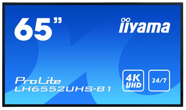 iiyama LH6552UHS-B1 skilte display Digital fladpaneldisplay 163,8 cm (64.5") IPS 500 cd/m² 4K Ultra HD Sort Indbygget processer Android 8.0 24/7