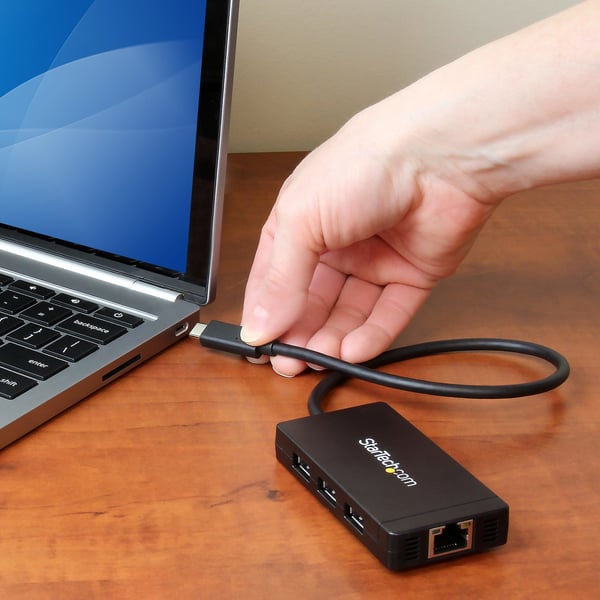 StarTech.com 3-portars USB 3.0-hub med USB-C och Gigabit Ethernet