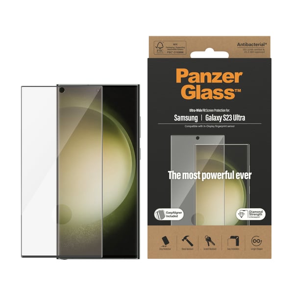 PanzerGlass ® Screen Protector Samsung Galaxy S23 Ultra | Ultra-Wide Fit w. EasyAligner Genomskinligt skärmskydd 1 styck