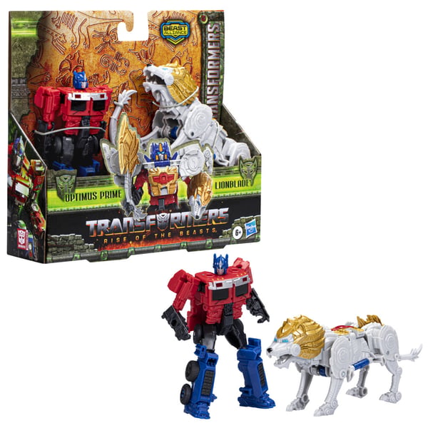 Transformers : Rise of the Beasts, Beast Alliance, Beast Combiners-2-pack med Optimus Prime och Lionblade
