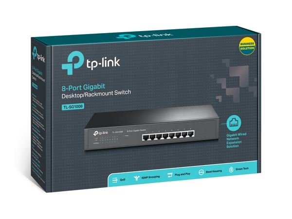 TP-Link TL-SG1008 nätverksswitchar Ohanterad Gigabit Ethernet (10/100/1000) Svart