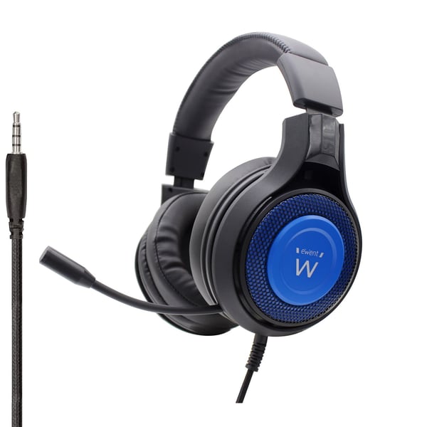 Ewent PL3322 hovedtelefoner/headset Ledningsført Halsbånd Spil Sort, Blå