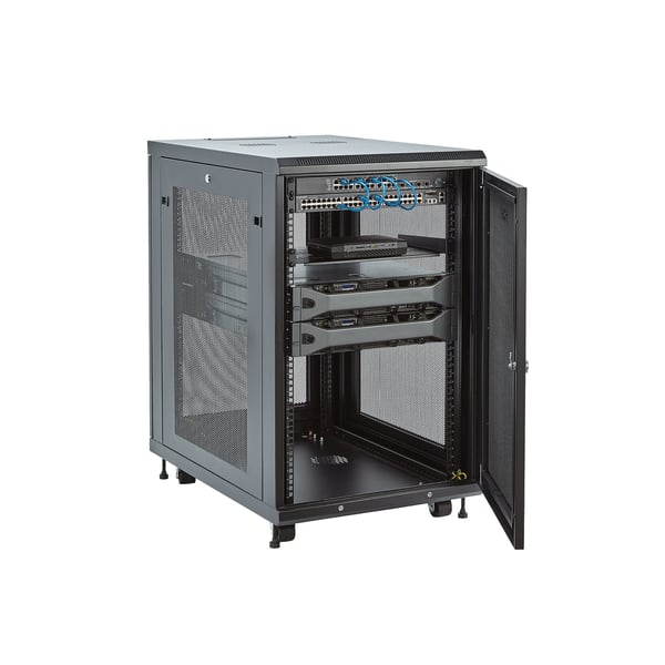StarTech.com 18U Enterprise-klassat Serverrack-kabinett Kit, 19" slutet 4-Post rack med hylla och Cable Management, 75 cm monteringsdjup, 450kg (992lb) kapacitet