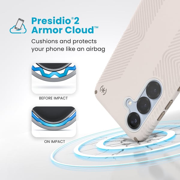 Speck Presidio2 Grip Magnet - Cover til Samsung Galaxy S25 / 24 MagSafe (Sort/Skifergrå/Hvid)