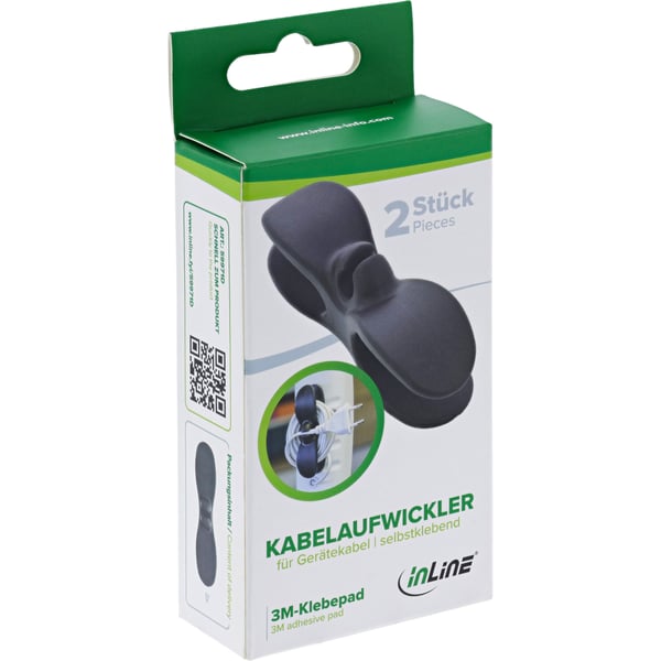 InLine 59971D kabelsamlare Universal Kabelhållare Svart 2 styck