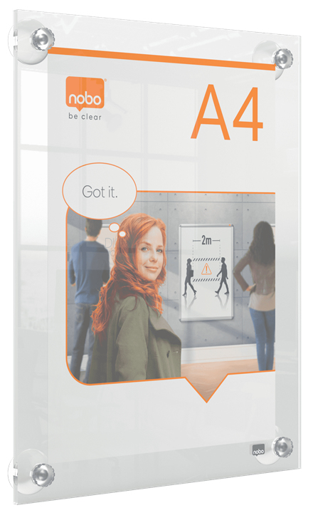 Nobo Premium Plus A4 klar akryl vægmonteret plakatramme, flytbar