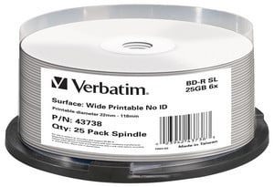 Verbatim 43738 tomma Blu-Ray-diskar BD-R 25 GB 25 styck