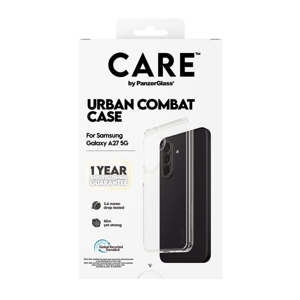 PanzerGlass CARE™ by ® Urban Combat Case Transparent w. Clear Frame Samsung Galaxy A27 matkapuhelimen suojakotelo Suojus Läpinäkyvä