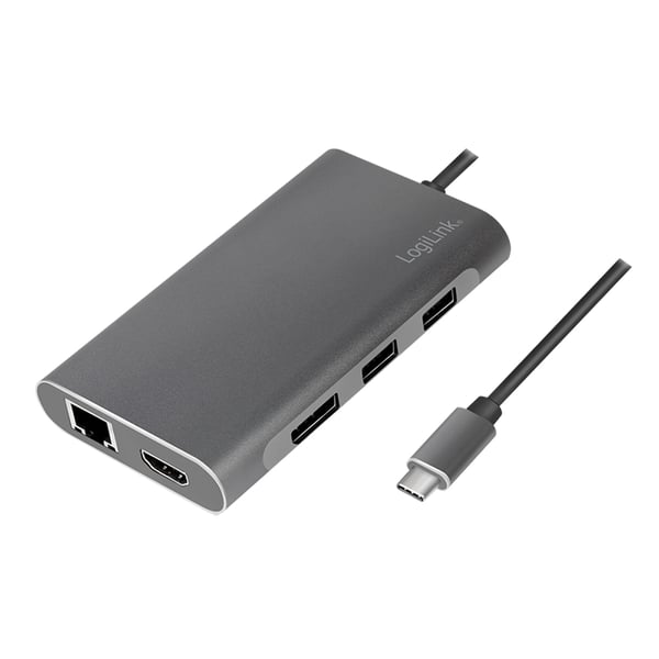 LogiLink UA0382 dockningsstationer för bärbara datorer Kabel USB 3.2 Gen 1 (3.1 Gen 1) Type-C Silver