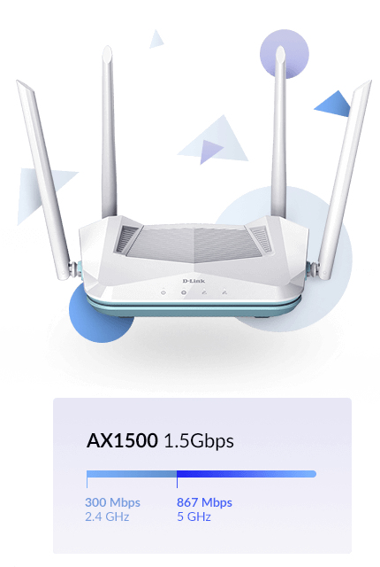 D-Link R15 langaton reititin Gigabitti Ethernet Kaksitaajuus (2,4 GHz/5 GHz) Valkoinen
