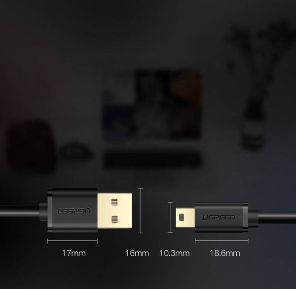 Ugreen US132 USB-kablar USB 2.0 2 m USB A Mini-USB B 0,48 Gbit/s Svart