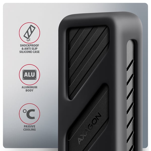 Axagon EEM2-20G NVMe-SSD-Gehäuse USB-C 3.2 20 Gbps 2230 - 2280 - schwarz SSD-inkapsling Svart M.2