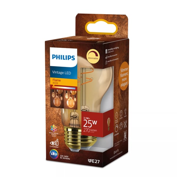 Philips Filament pære, ravfarvet 25 W A60 E27