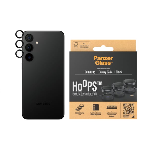 PanzerGlass ® Hoops® Camera Lens Protector Black Samsung Galaxy S24+ Genomskinligt skärmskydd 1 styck