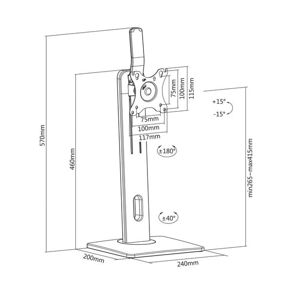 AISENS DT32TSR-063 monitorin kiinnike ja jalusta 81,3 cm (32") Vastaanotto Musta