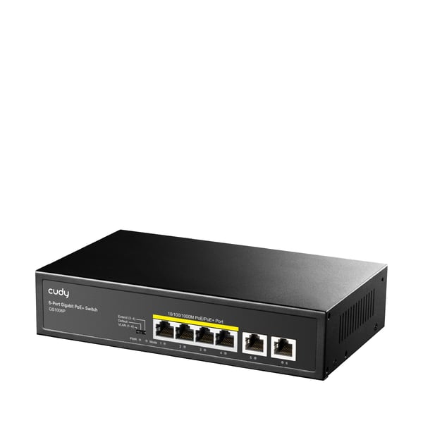 Cudy GS1006P netværksswitch Ikke administreret Gigabit Ethernet (10/100/1000) Strøm over Ethernet (PoE) Sort