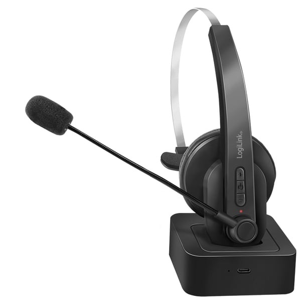 LogiLink BT0059 hörlur och headset Trådlös Huvudband Kontor/callcenter Bluetooth Laddningsställ Svart