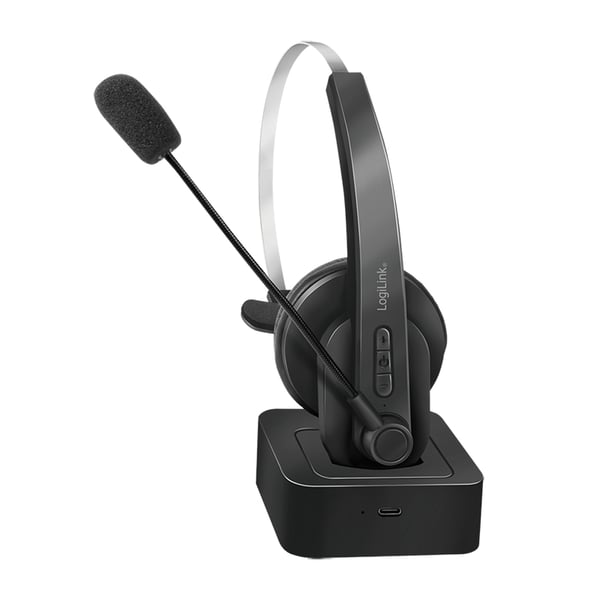 LogiLink BT0059 hörlur och headset Trådlös Huvudband Kontor/callcenter Bluetooth Laddningsställ Svart